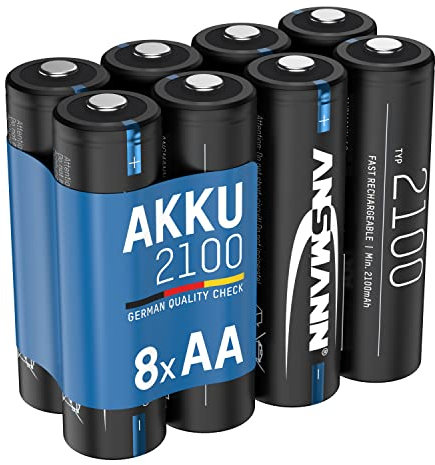 ANSMANN Akku AA 2100mAh NiMH 1,2V - Mignon AA Batterien wiederaufladbar mit geringer Selbstentladung ideal für Nachtlicht, Lichterkette, Taschenlampe, Wetterstation, Gaming Maus, Radio (8 Stück)