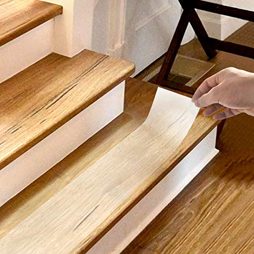 QWORK® Antideslizante Cinta, transparente, 10cm x 5m, tiras antideslizantes para niños, ancianos y mascotas, peldaños adhesivos/para piso, interior, exterior