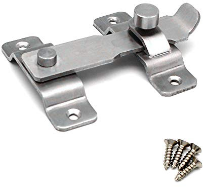 YUE QIN Edelstahl Türriegel Mit Flip Latch Türschloss, Befestigungsschrauben, Bar Riegel Sicherheit für Tür Fenster Möbel Hardware - 1 Pack