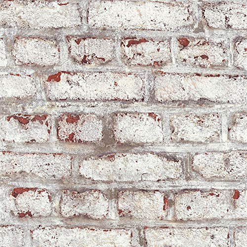 Klinker Tapete in Weiß und Rot | Loft Style Tapete in Backstein Optik | Vliestapete im Ziegelstein Look für Küche und Wohnzimmer