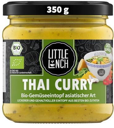 Little Lunch Bio Eintopf Thai Curry | 350ml | 100% Bio-Qualität | Vegan | Laktosefrei | Glutenfrei | Ohne zugesetzten Zucker | Keine künstlichen Zusätze | Keine Geschmacksverstärker