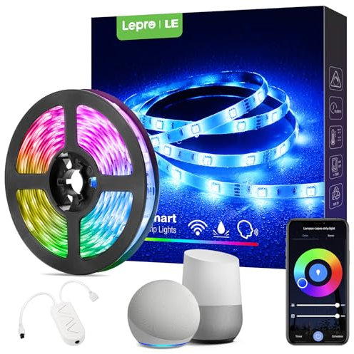 Lepro Outdoor LED Strip Light Waterproof 5M 150 LEDs, Works with Alexa and Google Assistant, Smart Life App Control, IP65 RGB LED Light Strip for Garden, Kitchen, Gazebo, Party, Christmas