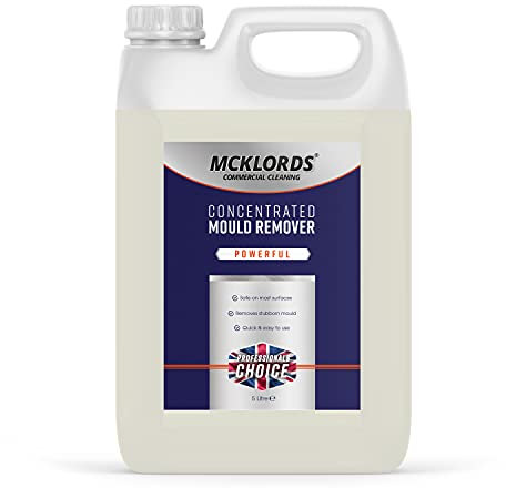 McKLords Commercial Concentrated Mould Remover | Effective Mildew Stain Cleaner For Walls, Tiles, Silicone Seals & More - 5 Litre Clear