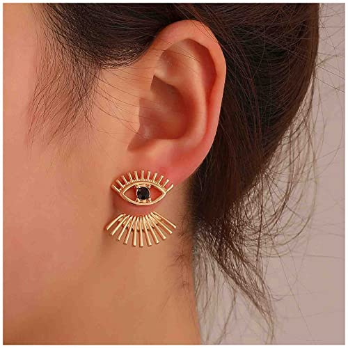 Cimenexe Vintage Böser Blick Ohr Jacken Ohrringe Gold - Strass Punkt Zwei Wege Vorne Zurück Ohrstecker Schmuck Für Frauen Und Mädchen Geschenke
