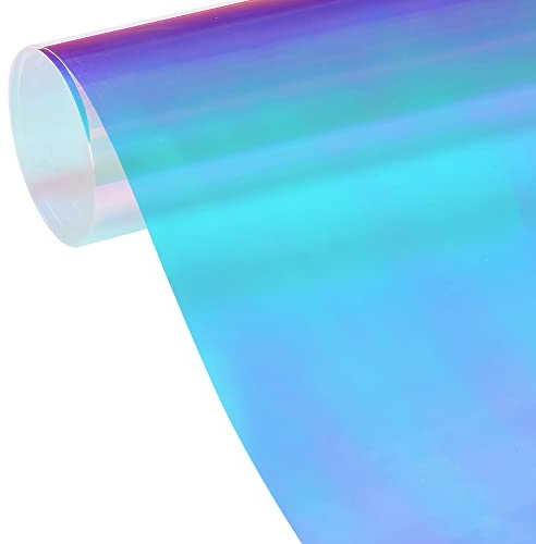 Blueshyhall Kameleont fönsterfilm blå regnbågeseffekt folie skimrande regnbåge vinyl film fönster vinylfolie färgglad spegelfolie fönster för hem glas dekoration (138 x 300 cm)