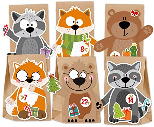 KuschelICH Adventskalender zum Befüllen Waldtiere - mit Stickern zum Gestalten und selber Basteln