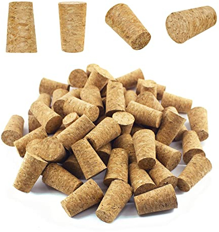 100 Pack Corks for Crafts, Tapered Wine Bottle Cork Stoppers Replacement Corks for Wine Beer Bottle, Leakproof