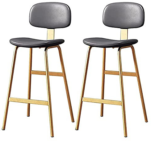 FanXus Barstuhl-Set, PU-Leder, Metall, Eisenrahmen, Outdoor-Barstühle, Barstühle, 2er-Set mit Rückenlehne für Zuhause, Bistro, Cafés (grün 75 cm) (grau 75 cm) Made in China