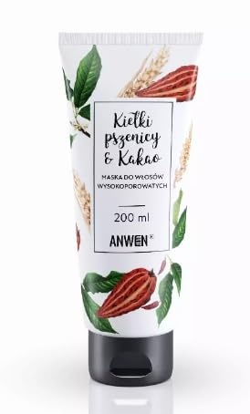 Anwen Weizenkeim- und Kakao-Maske für sehr poröses Haar, 200 ml - Langes Haltbarkeitsdatum!
