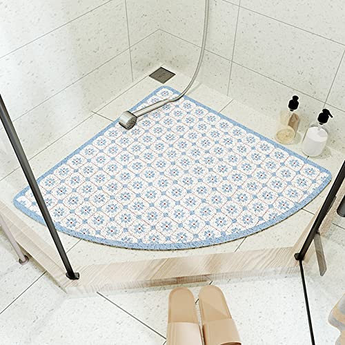 Badematte, Eckduschmatte, rutschfest, mit Abfluss, ohne Saugnapf, schimmelresistent, weiches PVC, dreieckige Duschmatte für Nassbereiche, schnell trocknend (Stil B 80 x 80 cm)