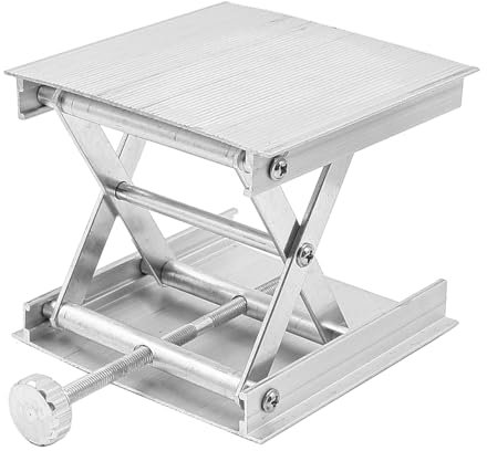ZONADAH Aluminum Alloy Lab Lift Stand 360° Rotatable Bearing Jack Platform Adjustable Lifting Table for Router Carving Engraving Woodworking Experiment Laboratory Silver