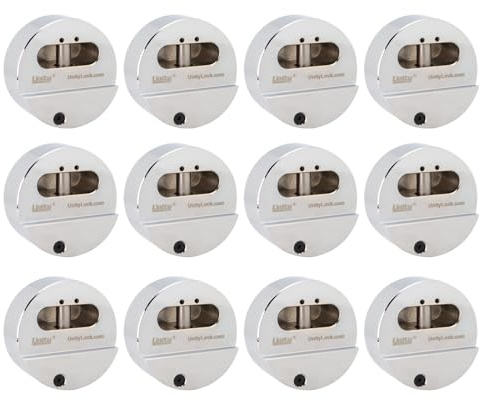 Unity Heavy Duty Hockey Puck Lock, Hidden Shackle Locks for Resists Pulling & Cutting, Keyed Alike Management Lock for Container, Truck, Van (12)