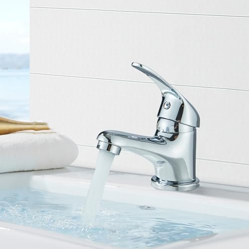 TVTIUO Grifo de lavabo, grifo de baño, grifo mezclador para lavabo, ahorro de agua, cromado
