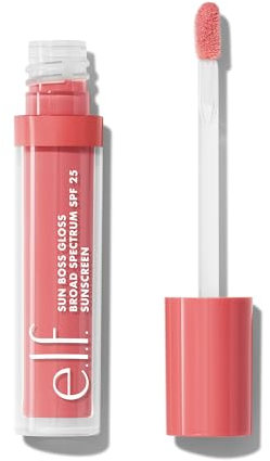 e.l.f. Sun Boss Gloss SPF 25, Pigmentiertes Lipgloss für ein Hochglänzendes Finish, Feuchtigkeitsspendende & Nährende Formel, Vegan & Tierversuchsfrei, Blush Much?