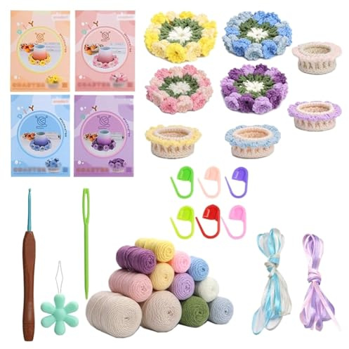Breeshy Handgefertigte Maiglöckchen-Untersetzer, 3D-Blumen-Häkel-Untersetzer, handgestrickter Maiglöckchen-Untersetzer