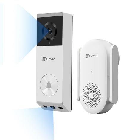 EZVIZ Timbre de video EP3x, doble lente 3MP/2K y cámara inteligente de 2MP, timbre de batería sin cables, detección de movimiento humano y paquete, visión nocturna a color, conversación bidireccional,