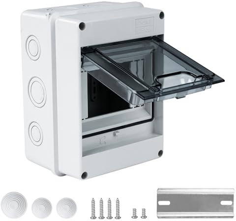 Buyweek 5 vie unità di consumo superficie montata scatola di distribuzione di protezione IP65 scatola portafusibili impermeabile con finestra trasparente, scatola guida DIN con terminali for giardini,