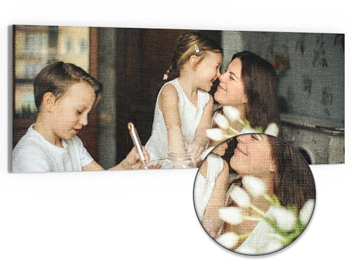 DEQORI personalisiertes Hybrid-Leinwandbild | eigenes Bild auf Canvas 125x50 cm cm | Leinwand Bild flach & modern mit Glas | Wandbild für Wohnzimmer, Schlafzimmer, Flur & Küche