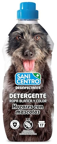 Sanicentro Detergente Desinfectante para Hogares con Mascotas | Ropa blanca y Color | Doble acción antiolor, elimina las bacterias que causan el mal olor | Hipoalergénico | Botella 1L