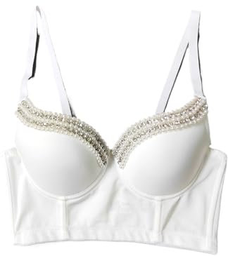 SXJMTS Glitzer BH Frau Tank Tops Sexy Sparkle Diamond Party Push Up Bustier Kleidung Frauen Korsett Nachtclub Crop Top Gestellte Shirt(Yellow,36)