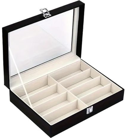 MNBFC Brillenbox Brillen-Displaybox aus PU-Leder mit 8 Fächern, Sonnenbrillen-Organizer, for die Aufbewahrung von Sonnenbrillen im Laden Brillenkoffer