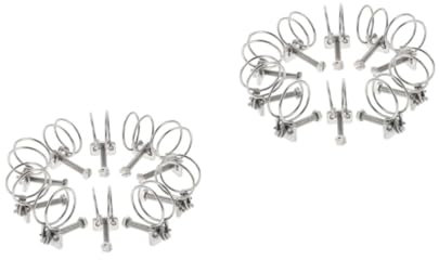 Angoily 20pcs Stainless Steel Wire Clamps Double Wire Hose Clips Corrosion-Resistant Easy to Use Water Clamp