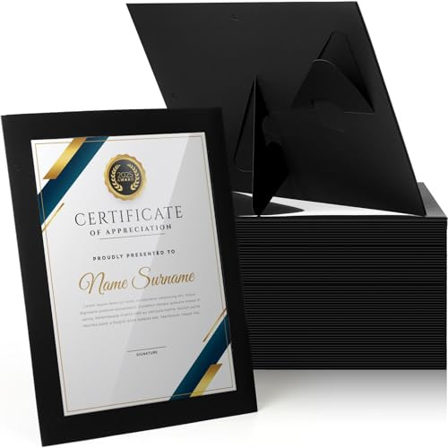Tatuo 35 Pcs 8.5 x 11 Paper Picture Frames Document Horizontal Paper Certificate Holders Display Gallery Wall Frame Art with Easel Photo Certificates Degree Diplomas (Black)