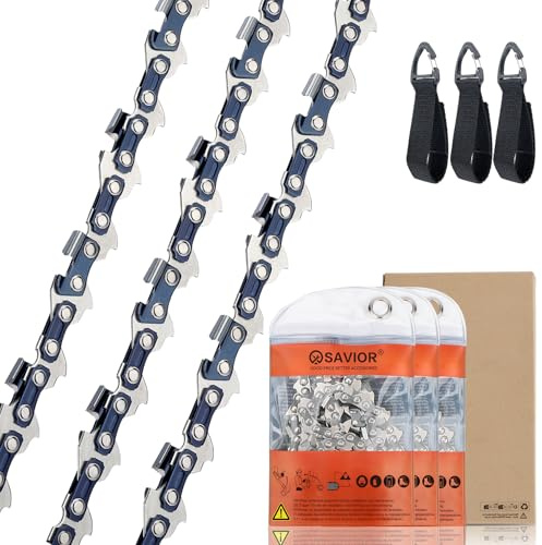Savior 3-Pack Chainsaw Chain for 12 Inch Bar, 44 Links, .043 Gauge, 3/8 LP, Low-Kickback Chains for Stihl MS170 MS171 MSE170 MS192T and More