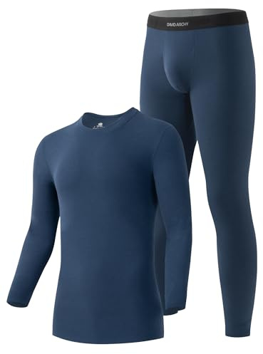 DAVID ARCHY Set Termico da Uomo Intimo Termico Running Sci Ciclismo Fitness Tessuto Misto Viscosa, poliacrilico e Cotone Assorbe l'umidità da 0 °C a 10 °C