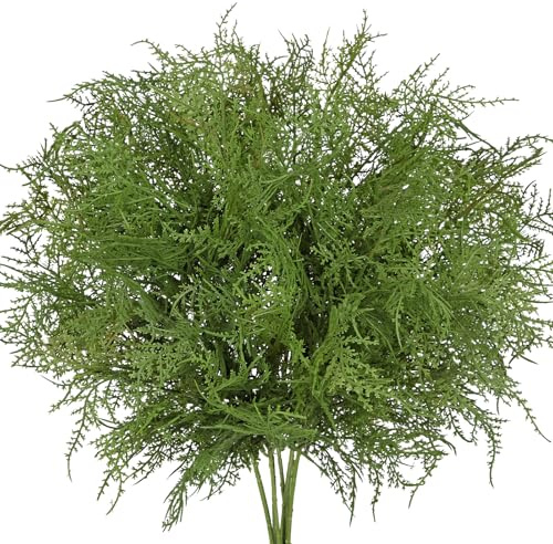 Hollyone 2 racimos de helechos de espárragos artificiales de 50 cm, plantas de helecho falsas con hojas artificiales, racimo de vegetación interior para jardín, oficina, mesa, hogar, centros de mesa