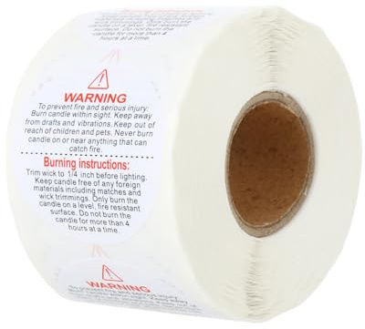 SEWACC Adhesive Candle Warning Sticker for Wax Melting Safety Labels Removable Jar Decals for Jars and Bottles