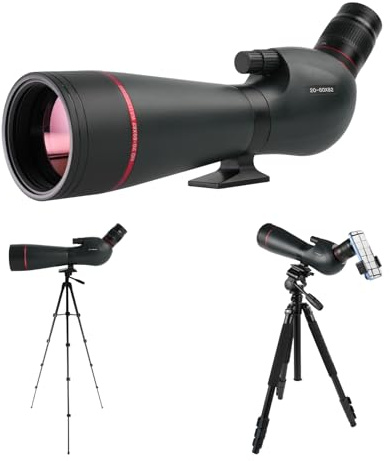 BOSTRON 20-60x82 mm Wasserdicht Spektive für das Zielschießen,HD Spektive mit FMC BAK4-Prisma und 27 mm Okular - für die Vogelbeobachtung mit Stativ in Voller Größe, Tragetasche und Telefonadapter