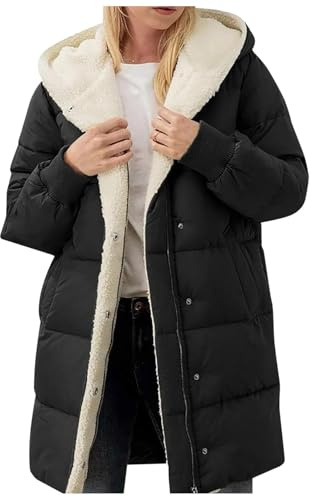 Generisk vinterjacka damer dunjacka vinterrock dunrock enfärgad kläder dammode bomull quiltad jacka retro fleecejackor långa rockar, svart, 3XL
