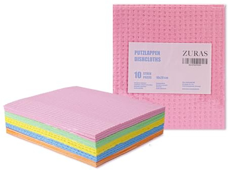ZURAS Putzlappen 10er Pack –Spültücher aus Zellulose & Holzfaser | besonders saugstark, reißfest & langlebig, wiederverwendbar, umweltbewusste Materialwahl
