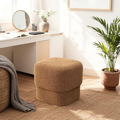 Hometopia Schminktisch Stuhl, Pilz-Design Hocker in Braun | moderner Sitzhocker, Polsterhocker, weich & bequem, vielseitig für Wohnzimmer & Schlafzimmer, stabil, pflegeleicht, stilvoll