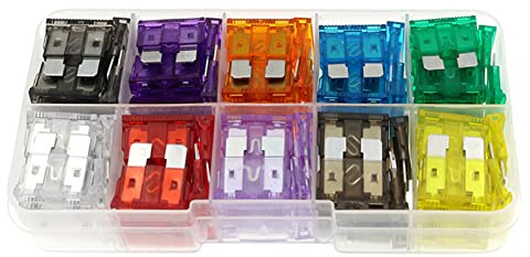 RASTKY Kit Surtido de Fusibles para Automóvil Fusibles Automotrices Esenciales Tipo Cuchilla para Automóvil/RV/camión Terminales Plateados 100 Piezas para Motocicleta/barco