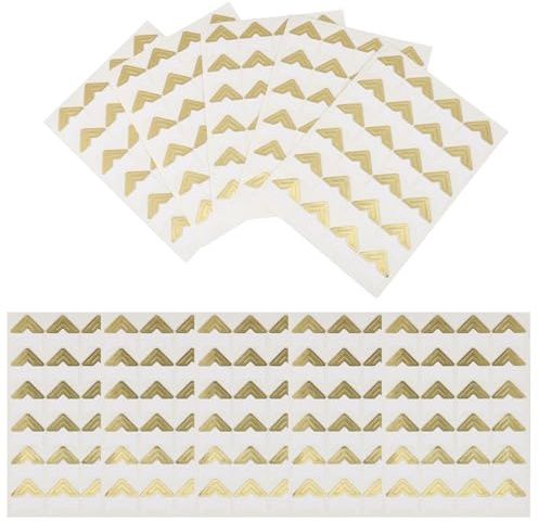 WRITWAA Selbstklebende mit Luxuriösem Design aus Papier 10 Blatt Fotoecken Goldene Vielseitig Einsetzbar für Scrapbooks und Weihnachts Erinnerungsbücher