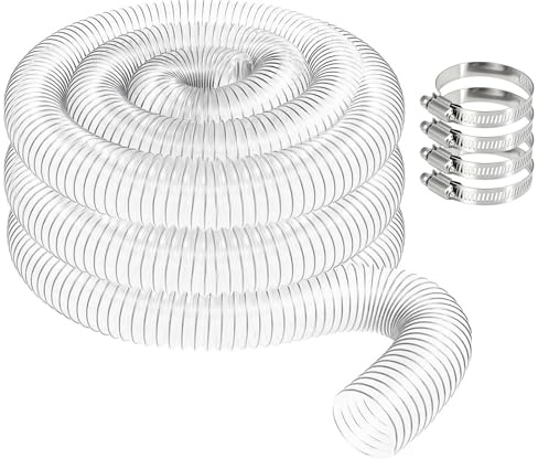Dammuppsamlingsslang 50mm Transparent PVC-rör, Robust Flexibel Universell Dammsugarslang sslang Spiralslang för Våt- och Torrdammsugare Verkstad Industri Hushåll Dammsugare