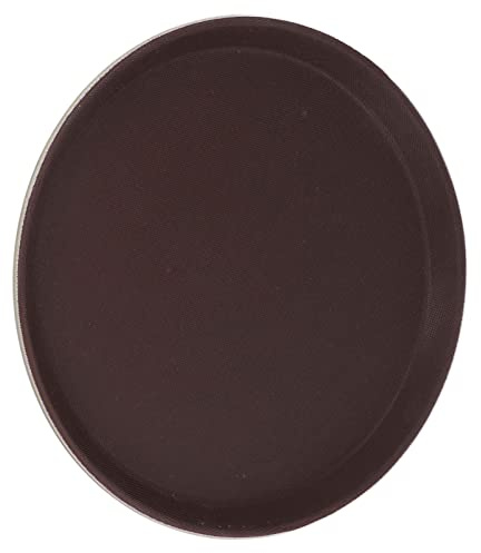 Tixiyu Plateau de Service Rond Antidérapant Résistant à la Chaleur pour Restaurant Bar Large Application Marron 1 Pièce (Trempé 40cm (Rond))