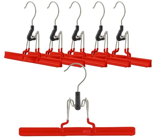 MAWA Space-Saving with Rotating Hook Für Hosen, Röcke und Shorts, Legierter Stahl Polyvinylchlorid (PVC), rot, Style M/26, 6