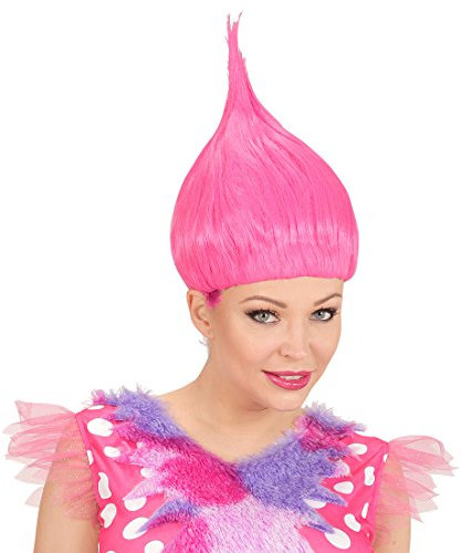 Amakando Cosplay Faschingsperücke - pink - Trolls Perücke Fantasy Karnevalsperücke Kobold Zwergenperücke Märchen Kostüm Accessoire Troll Perücke Zwerg