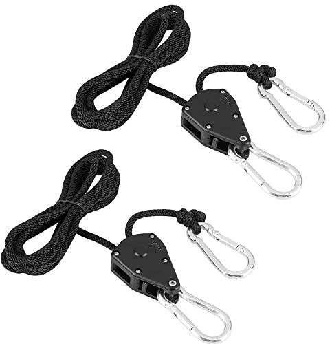 Amasawa 2 Piezas Jardín Polea Gancho, Trinquete Peso Cuerda, Ajustables Trinquete Cuerda, Ajustables Polea Gancho, para Jardinería Jardín Cultivar Hidropónica,hasta un Peso Máximo de 68 kg