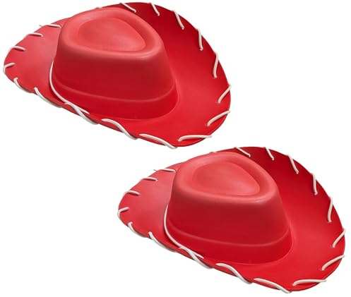Quickdraw 2 X Erwachsene Rot Cowboy Hut Wild West Eva Toy Story Kostüm Verkleidung Zubehör