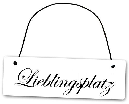 Homeyourself Metallschild Lieblingsplatz 25 x 8 cm aus Alu Verbund (Alu, Kunststoff) für In- und Outdoor Deko Schild Dekoschild Wandschild außen und innen