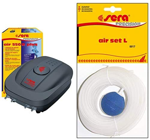 sera Bundle Luftpumpe bestehend aus Air 550R Plus elektronisch regelbar mit Air Set L fürs Aquarium