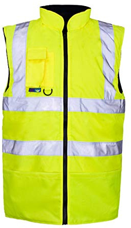 Hi-Viz High Visibility Super Touch Yellow Orange Body Warmer Gilet Vest Jacket Sleeveless Reversible Waistcoat[Yellow,S]