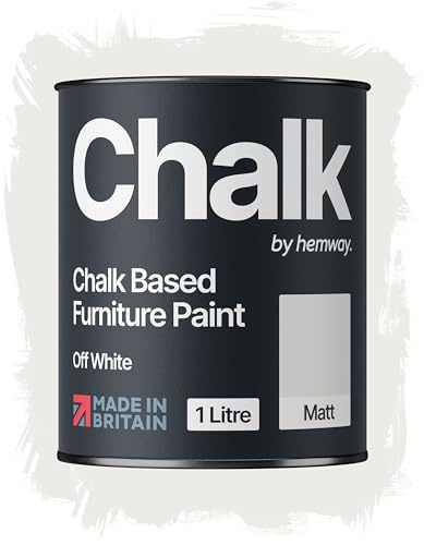Hemway Chalk Based Furniture Paint, Off White 1L, Matt Finish | Shabby Chic, Chalk Paint Furniture & Walls, Quick Dry & 1 Coat