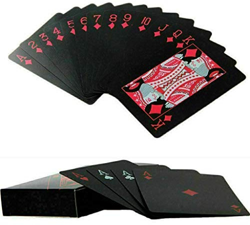 PRECIOUS LONDON Wasserfeste Kunststoff-Spielkarten, Pokerkarte, kreatives Party-Tischspiel, Standard-PVC-Pokerspielkarten-Decks (rot und weiß)