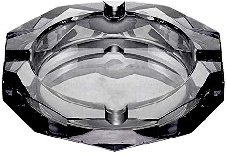 Crystal Glass Ashtray, Octagon Ash tray Cigar Cigarettes Ashtray Holder Office Home Desktop Tabletop Decoration,Crystal Black