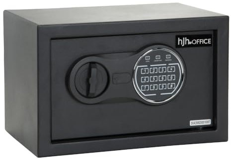 hjh OFFICE Tresor mit Zahlenschloss 8,5 L Safe COMPACT III Stahl Schwarz Möbeltresor Elektronik Schloss 20x31x20cm, 830040